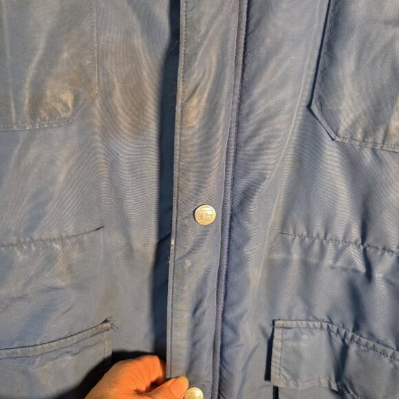 L.L. Bean Baxter State Parka VTG 90s Wool Buffalo Plaid Lined Blue Jacket Large - Picture 4 of 16
